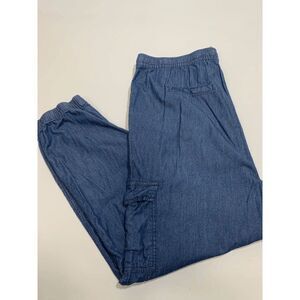 Dash Womens Denim Pants Drawstring Stretch Waist Blue XL
